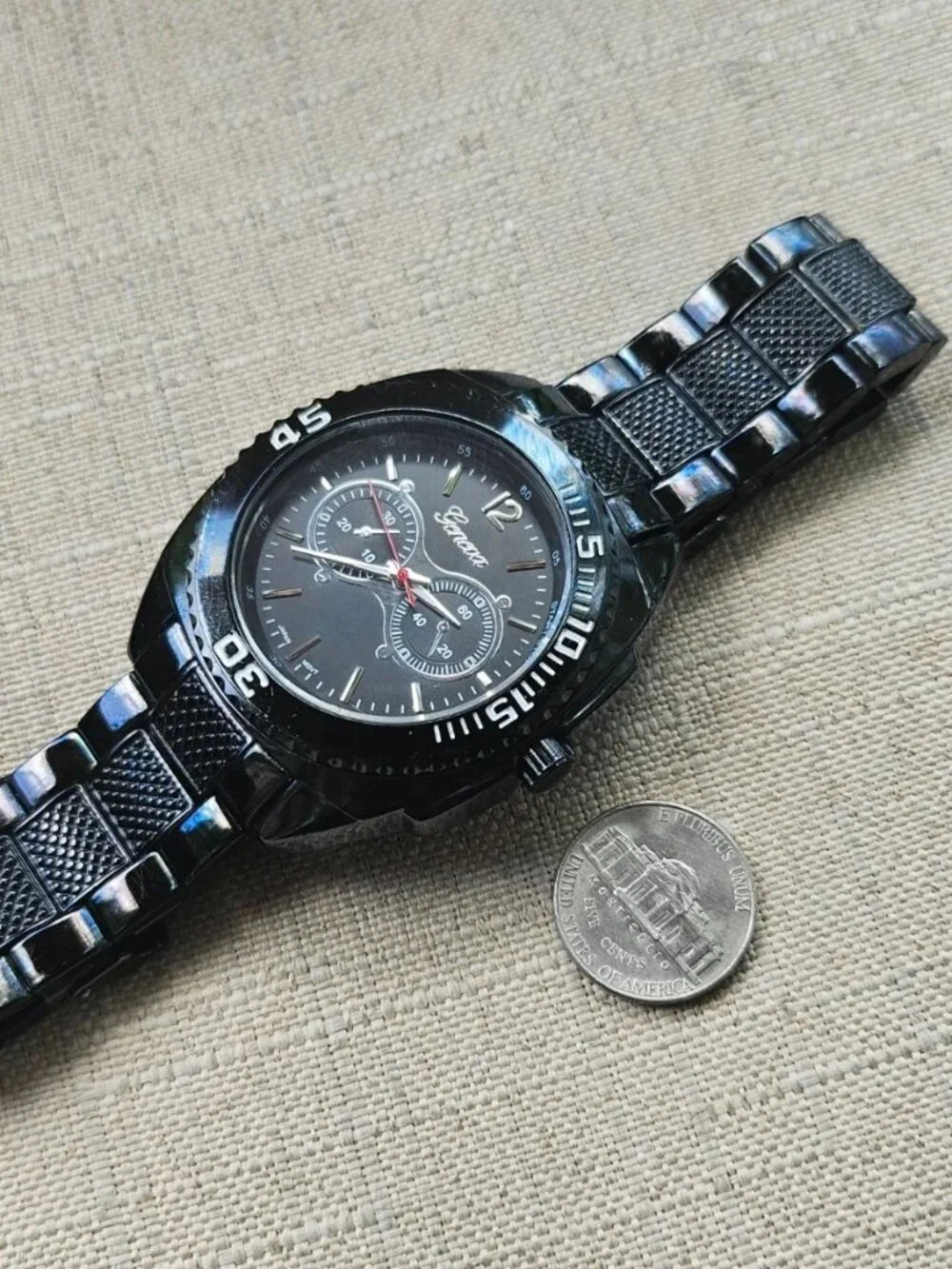 Geneva Men Wristwatch Quartz Analog Black Tone Fashion Wrist Watch